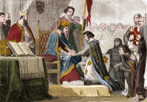 Philippe IV le Bel (1268 - 1314), roi de France, donne sa fille Isabelle de France (1295-1358) en 1308 en mariage au fils du roi Édouard II d