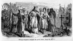 Philippe Auguste ordonne de paver Paris au 12ème siècle (gravure) - Unknown artist