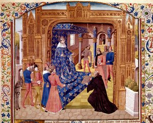 Pierre de Bressuire offre son livre à Jean II le Bon sur l