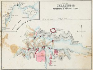 Plan de Sébastopol avec les fortifications et remparts, Crimée - Unknown