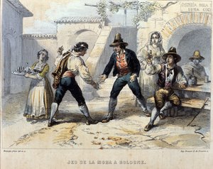 Joueurs de morra, jeu italien dans une osteria à Bologne. Début du 19e siècle - Unknown artist