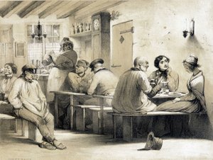 Auberge populaire "Le Carpet Franc". Illustration du XIXe siècle - Unknown artist