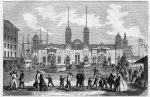 Port de New York, États-Unis. Gravure dans "L