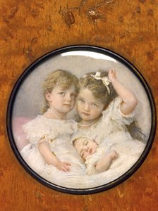 Portrait miniature des Grandes Duchesses Olga (1895-1918), Tatiana (1897-1918) et Maria (1899-1918) de Russie, vers 1900 (miniature) - Unknown Artist