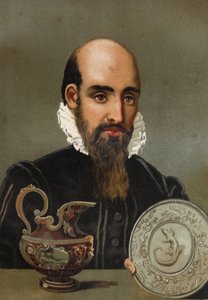 Portrait de Bernard Palissy (1510 - 1589). Chromolithographie de la fin du XIXe siècle. d