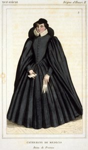 Portrait de Catherine de Médicis (Caterina de Medici) (1519 - 1589), gravure du début du XIXe siècle.