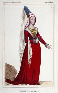 Portrait de Catherine de Navarre (ou Catherine de Foix) 1468-1517, reine de Navarre. Gravure de 1830 - Unknown artist
