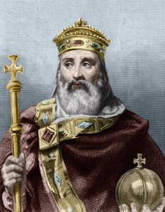 Portrait de Charlemagne (742 - 814), Roi de France - dans Histoire des Français par Lavallée, gravure. - Unknown artist