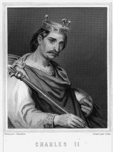 Portrait de Charles II le Chauve (823 - 877), roi de France - dans «Histoire des Français» de Lavallée, gravure, sd - Unknown artist