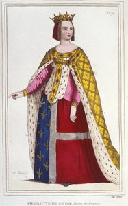 Portrait de Charlotte de Savoie 1445 -1483 Reine de France de 1461 à 1483 Épouse de Louis XI (Le Prudent) en 1451 gravure de 1830 - Unknown artist