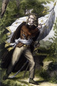 Portrait du chef chouan Jacques Cathelineau (1759-1793) portant la bannière avec des fleurs de lys - Unknown artist