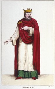 Portrait de Chilpéric Ier (539 - 584), Roi de Neustrie gravure de 1830 - Unknown artist