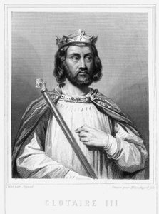 Portrait de Clotaire III (652 - 673), Roi de Neustrie et de Bourgogne - dans “Histoire des Français” par Lavallée, gravure - Unknown artist