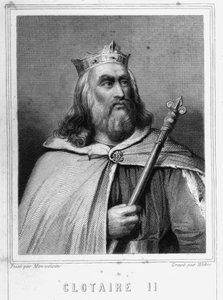 Portrait de Clotaire II (584 - 628), roi de Neustrie et roi des Francs - dans «Histoire des Français» de Lavallée, gravure, sd - Unknown artist