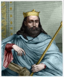 Portrait de Clotaire (Clothaire) I (497 - 561), roi de Neustrie et roi des Francs - dans "Histoire des Français" par Lavallée, gravure, sd