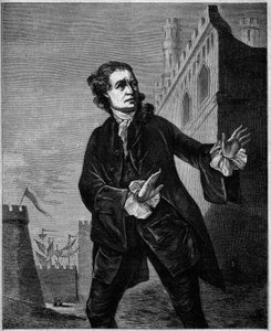 Portrait de David Garrick (1717-1779), comédien anglais, en Hamlet de Shakespeare. Gravure par Wilson dans « Le Magasin pittoresque » - Unknown artist
