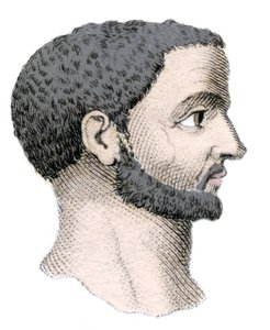 Portrait de Dioclétien (Gaius Aurelius Valerius Diocletianus, 245-316), empereur romain de 284 à 305. Gravure du 19ème siècle.
