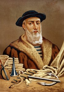 Portrait de Fernand de Magellan, navigateur portugais (1480-1521). de « Hombres y Mujeres célebres ». Barcelone 1877