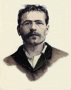 Portrait de François Claudius Koenigstein (1859-1892), activiste terroriste anarchiste français. Gravure du 19ème siècle