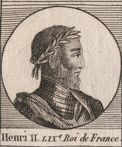 Portrait de Henri II (1519-1559), roi de France - gravure de « Instruction sur l