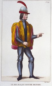 Portrait de Jean II le Bon en costume militaire (1319 - 1364), Roi de France gravure de 1830 - Unknown artist