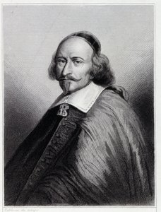 Portrait de Jules Mazarin (Giulio Raimondo Mazzarino ou Mazarino) (1602-1661), Cardinal et homme politique français - dans “Histoire des Français” par Lavallée, gravure - Unknown artist