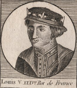 Portrait de Louis V le Fainéant (967-987), Roi de France - Louis V le Fainéant (967-987) - gravure de "Instruction sur l