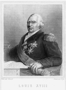 Portrait de Louis XVIII (1755 - 1824), roi de France - dans « Histoire des Français » par Lavallée, gravure, sd - Unknown artist