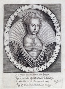 Portrait de Marguerite de Valois (1553 - 1615) connue sous le nom de Reine Margot. Gravure du 16e siècle. Pau, Musée du Château - Unknown artist