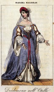 Portrait de Maria Garcia dite la Malibran (1808-1836) chanteuse dans le rôle de Desdémone pour « Othello » (Otello) de Gioachino Rossini. Teatro alla Scala 1833. - Unknown artist