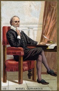 Portrait de Miguel Cervantes Saavedra, connu en français comme Cervantes (1547 - 1616) écrivain espagnol. Chromolithographie du XIXe siècle. - Unknown artist