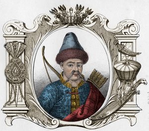 Portrait du monarque mongol Timur (Tamerlan) (1336-1405) - Tamerlan (1336-1405) (ou Timur Lang, « Timur le boiteux ») Gravure de 1861 - Unknown artist