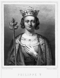 Portrait de Philippe V le Long (1294 - 1322), roi de France - dans «Histoire des Français» de Lavallée, gravure, sd - Unknown artist