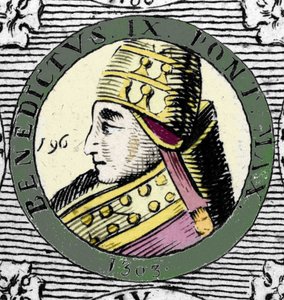 Portrait du Pape Benoît IX. Gravure du 19ème siècle. - Unknown artist