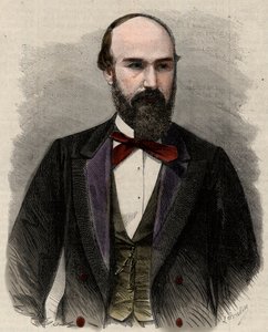 Portrait de Santos Gutierrez (1820-1872), homme politique et ancien président des États-Unis de Colombie. Gravure dans « L