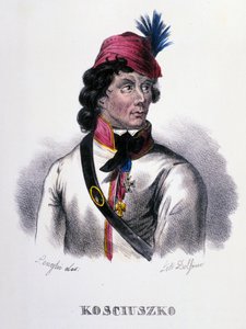 Portrait de Thaddeus (Tadeusz) Kosciuszko (Kosciusko) soldat polonais (1746-1817). Gravure du 19ème siècle
