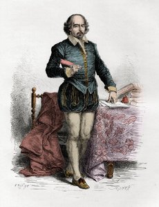 Portrait de William Shakespeare (1564-1616), écrivain anglais - gravure dans "L