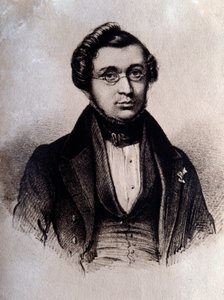 Portrait du compositeur anglais Adolphe Adam (1803-1856). Gravure. XIXe siècle. Bologne, musée civique bibliographique - Unknown artist