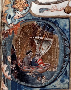 Portrait du poète italien Dante Alighieri sur le bateau de Charon - miniature