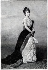 Portrait de la reine de Roumanie Elisabeth Pauline Ottilie Louise de Wied, connue sous le nom de Carmen Sylva (1843-1916), épouse du roi Charles Ier - Gravure de 1893 - Unknown artist