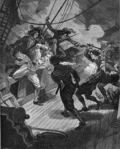 Corsaire Jean Bart (1650-1702) approchant un navire. Gravure du 19ème siècle. Dans « Histoire de France » de Jules Michelet - Unknown artist
