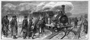 Transport public : omnibus à vapeur pour les tramways de Lisbonne (système Larmanjat). Portugal - Unknown artist