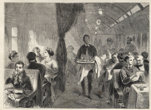 Wagon-restaurant Pullman des chemins de fer du Pacifique en 1869 - Unknown artist