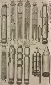 Fusées et instruments pyrotechniques, gravure tirée du Grand Art d