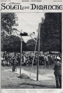 Racing club de France. Sheldon, champion de France, saute 2,95 m à la perche. Gravure dans « Le soleil-du-dimanche », 2 juillet - Unknown artist