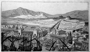 Reconstitution du port du Pirée en Grèce à l
