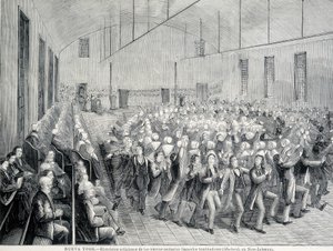 Procession religieuse des Shakers à New York. Illustration du 19ème siècle - Unknown artist