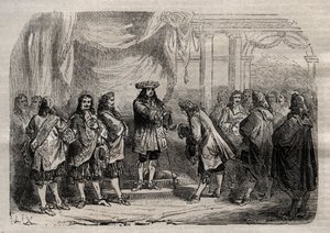 René Duguay-Trouin (1673-1736) recevant la croix de Saint-Louis des mains du roi Louis XIV - gravure dans "Dictionnaire populaire illustré" - 1864 - Unknown artist