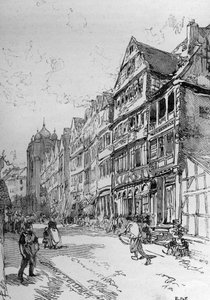 Représentation de la rue juive à Francfort, lieu de naissance de la famille Rothschild. Gravure dans « Le Monde Illustré » - Unknown artist