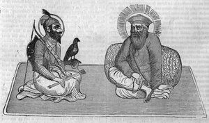 Représentation des fondateurs du sikhisme (ou religion sikhe) : Guru Nanak (1469-1539) et Guru Gobind Singh (1666-1708). Dans « Le magasin pittoresque » 1836 - Unknown artist